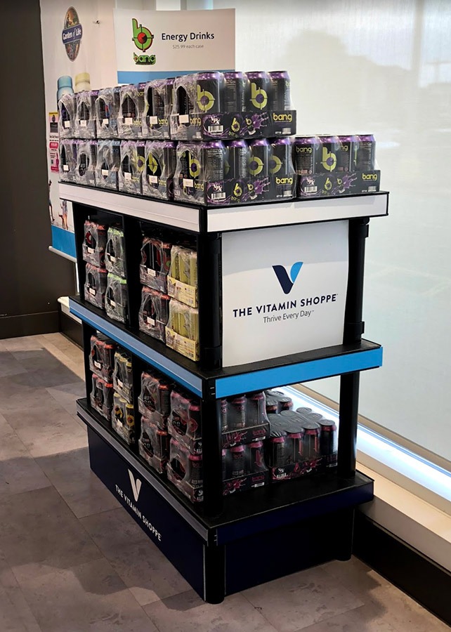 Energy drink display for Vitamin Shoppe.