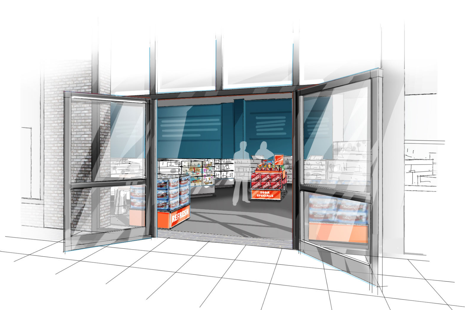 drawn of store opening