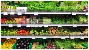 vegetable display at a grocery store