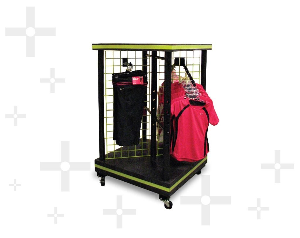 square wheeled cart with clothing