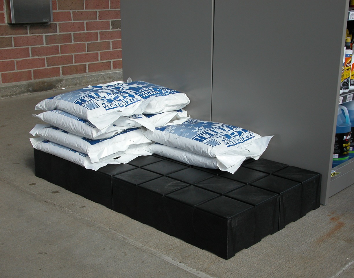 ice bags on a plastic display stand