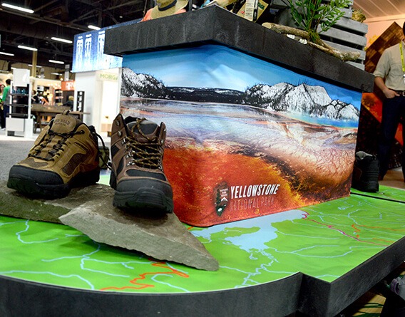 Display of hiking boots