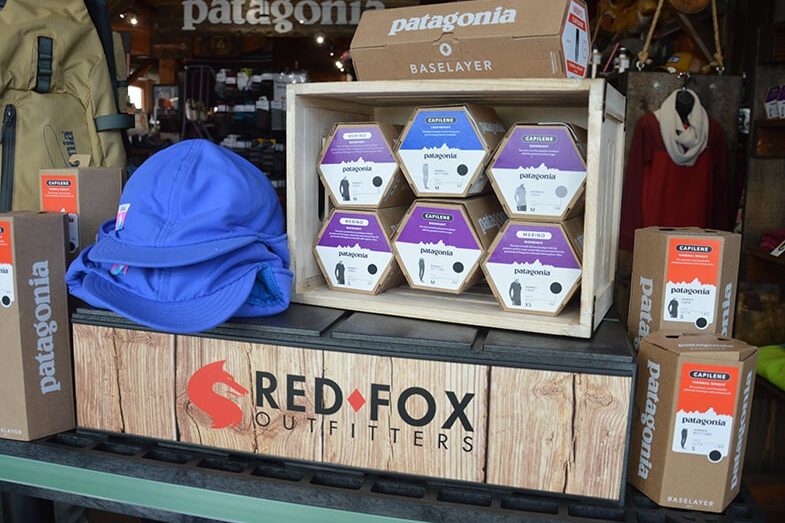 Red Fox Outfitters display of Patagonia baselayer