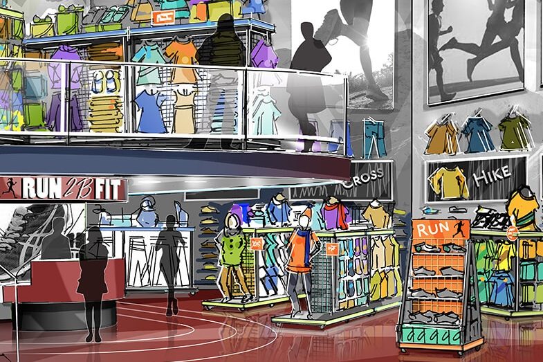 Rendering of Run 2B Fit store design